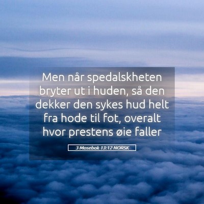 Picture 05 - 3 Mosebok 13:12 NORSK - Men når spedalskheten bryter ut i huden, så den - Bible Verse Picture