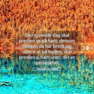 Picture 05 - 3 Mosebok 13:27 NORSK - Den syvende dag skal presten se på ham; dersom - Bible Verse Picture