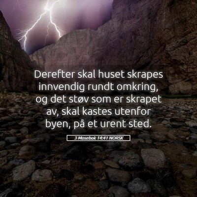 Picture 05 - 3 Mosebok 14:41 NORSK - Derefter skal huset skrapes innvendig rundt - Bible Verse Picture