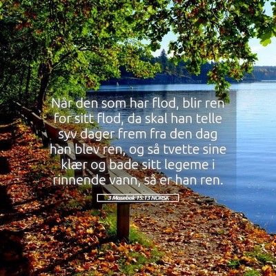 Picture 05 - 3 Mosebok 15:13 NORSK - Når den som har flod, blir ren for sitt flod, da - Bible Verse Picture
