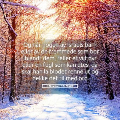 Picture 05 - 3 Mosebok 17:13 NORSK - Og når nogen av Israels barn eller av de - Bible Verse Picture