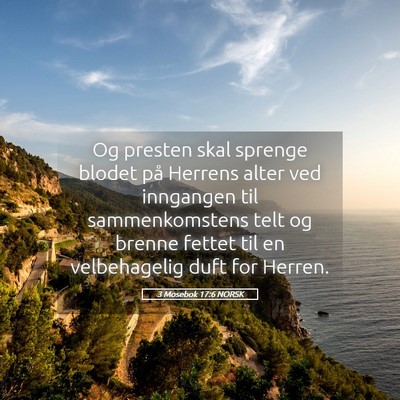 Picture 05 - 3 Mosebok 17:6 NORSK - Og presten skal sprenge blodet på Herrens alter - Bible Verse Picture