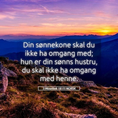 Picture 05 - 3 Mosebok 18:15 NORSK - Din sønnekone skal du ikke ha omgang med; hun er - Bible Verse Picture