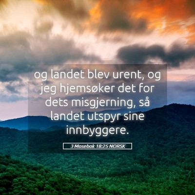 Picture 05 - 3 Mosebok 18:25 NORSK - og landet blev urent, og jeg hjemsøker det for - Bible Verse Picture