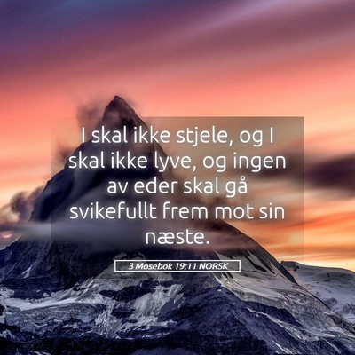 Picture 05 - 3 Mosebok 19:11 NORSK - I skal ikke stjele, og I skal ikke lyve, og ingen - Bible Verse Picture