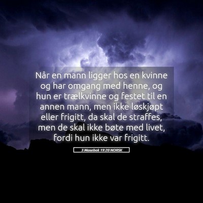Picture 05 - 3 Mosebok 19:20 NORSK - Når en mann ligger hos en kvinne og har omgang - Bible Verse Picture