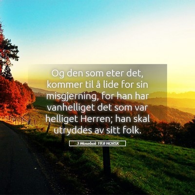 Picture 05 - 3 Mosebok 19:8 NORSK - Og den som eter det, kommer til å lide for sin - Bible Verse Picture
