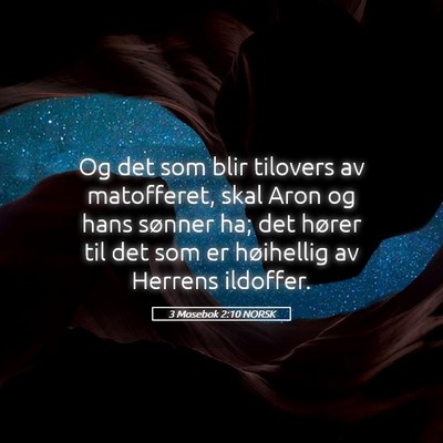 Picture 05 - 3 Mosebok 2:10 NORSK - Og det som blir tilovers av matofferet, skal Aron - Bible Verse Picture