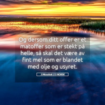 Picture 05 - 3 Mosebok 2:5 NORSK - Og dersom ditt offer er et matoffer som er stekt - Bible Verse Picture