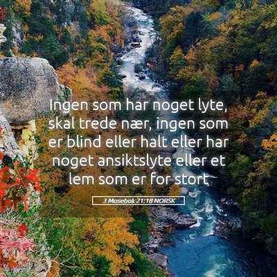 Picture 05 - 3 Mosebok 21:18 NORSK - Ingen som har noget lyte, skal trede nær, ingen - Bible Verse Picture