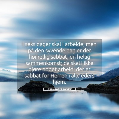 Picture 05 - 3 Mosebok 23:3 NORSK - I seks dager skal I arbeide; men på den syvende - Bible Verse Picture
