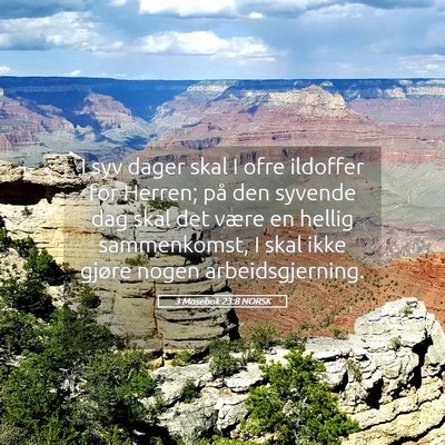 Picture 05 - 3 Mosebok 23:8 NORSK - I syv dager skal I ofre ildoffer for Herren; på - Bible Verse Picture