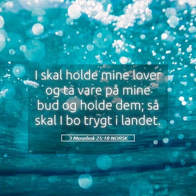 Picture 05 - 3 Mosebok 25:18 NORSK - I skal holde mine lover og ta vare på mine bud - Bible Verse Picture