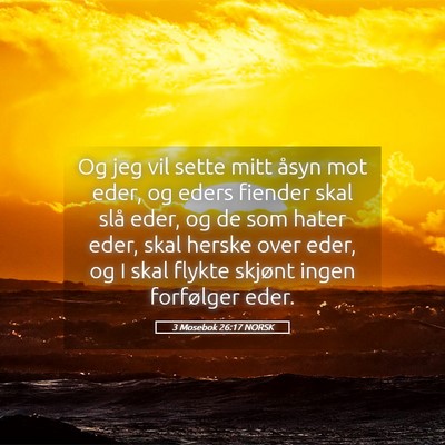 Picture 05 - 3 Mosebok 26:17 NORSK - Og jeg vil sette mitt åsyn mot eder, og eders - Bible Verse Picture
