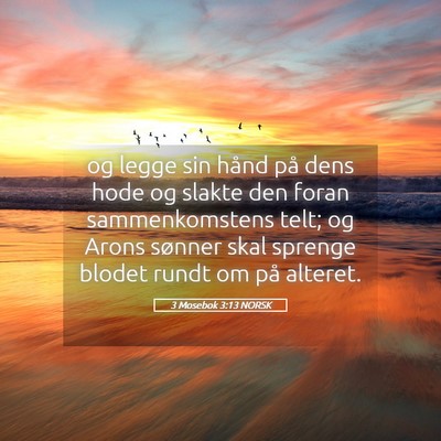 Picture 05 - 3 Mosebok 3:13 NORSK - og legge sin hånd på dens hode og slakte den - Bible Verse Picture