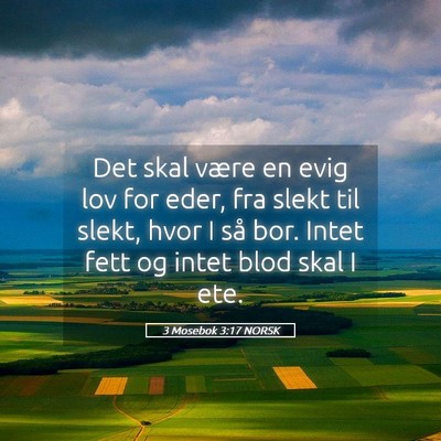 Picture 05 - 3 Mosebok 3:17 NORSK - Det skal være en evig lov for eder, fra slekt - Bible Verse Picture