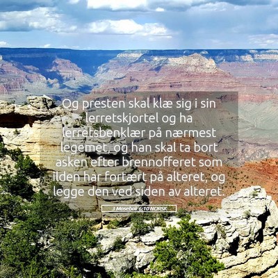 Picture 05 - 3 Mosebok 6:10 NORSK - Og presten skal klæ sig i sin lerretskjortel og - Bible Verse Picture