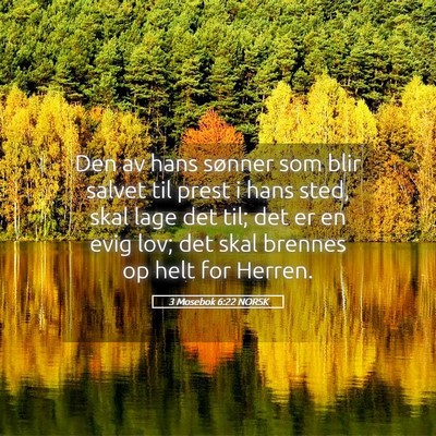 Picture 05 - 3 Mosebok 6:22 NORSK - Den av hans sønner som blir salvet til prest i - Bible Verse Picture