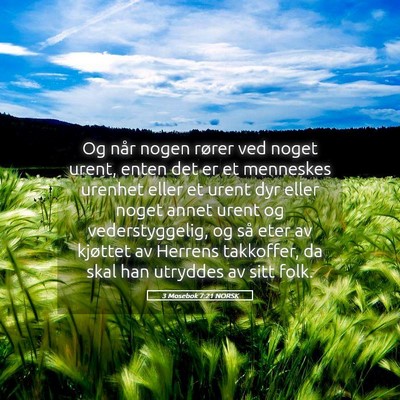 Picture 05 - 3 Mosebok 7:21 NORSK - Og når nogen rører ved noget urent, enten det - Bible Verse Picture