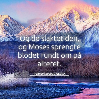 Picture 05 - 3 Mosebok 8:19 NORSK - Og de slaktet den, og Moses sprengte blodet rundt - Bible Verse Picture