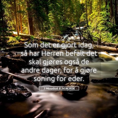 Picture 05 - 3 Mosebok 8:34 NORSK - Som det er gjort idag, så har Herren befalt det - Bible Verse Picture