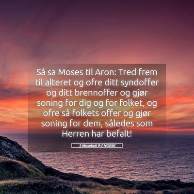 Picture 05 - 3 Mosebok 9:7 NORSK - Så sa Moses til Aron: Tred frem til alteret og - Bible Verse Picture