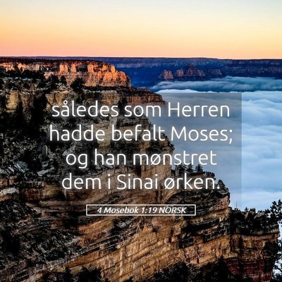 Picture 05 - 4 Mosebok 1:19 NORSK - således som Herren hadde befalt Moses; og han - Bible Verse Picture