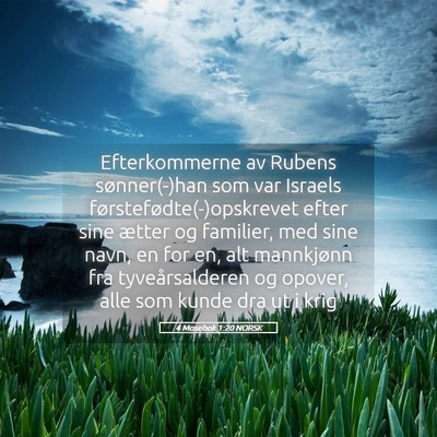 Picture 05 - 4 Mosebok 1:20 NORSK - Efterkommerne av Rubens sønner(-)han som var - Bible Verse Picture