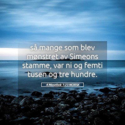Picture 05 - 4 Mosebok 1:23 NORSK - så mange som blev mønstret av Simeons stamme, - Bible Verse Picture