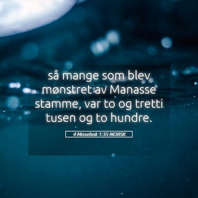 Picture 05 - 4 Mosebok 1:35 NORSK - så mange som blev mønstret av Manasse stamme, - Bible Verse Picture