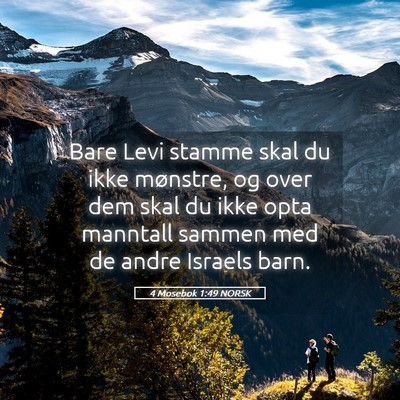 Picture 05 - 4 Mosebok 1:49 NORSK - Bare Levi stamme skal du ikke mønstre, og over - Bible Verse Picture