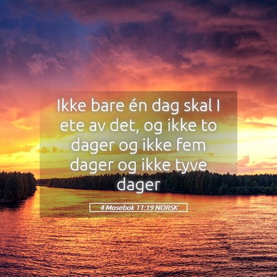 Picture 05 - 4 Mosebok 11:19 NORSK - Ikke bare én dag skal I ete av det, og ikke to - Bible Verse Picture