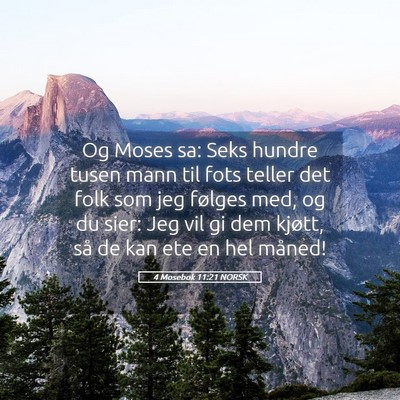 Picture 05 - 4 Mosebok 11:21 NORSK - Og Moses sa: Seks hundre tusen mann til fots - Bible Verse Picture