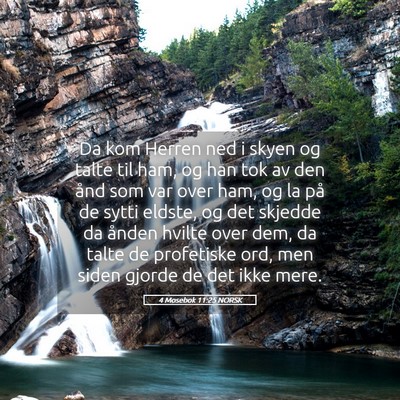 Picture 05 - 4 Mosebok 11:25 NORSK - Da kom Herren ned i skyen og talte til ham, og - Bible Verse Picture