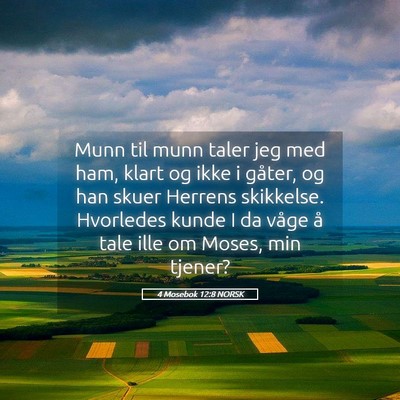 Picture 05 - 4 Mosebok 12:8 NORSK - Munn til munn taler jeg med ham, klart og ikke i - Bible Verse Picture