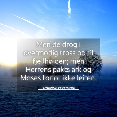 Picture 05 - 4 Mosebok 14:44 NORSK - Men de drog i overmodig tross op til - Bible Verse Picture