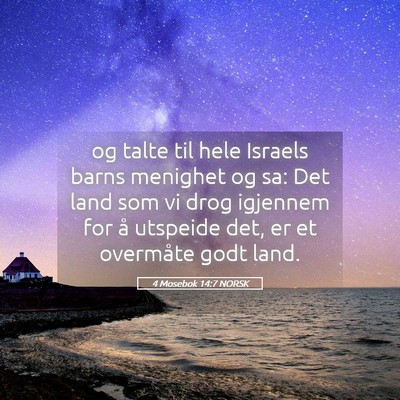 Picture 05 - 4 Mosebok 14:7 NORSK - og talte til hele Israels barns menighet og sa: - Bible Verse Picture