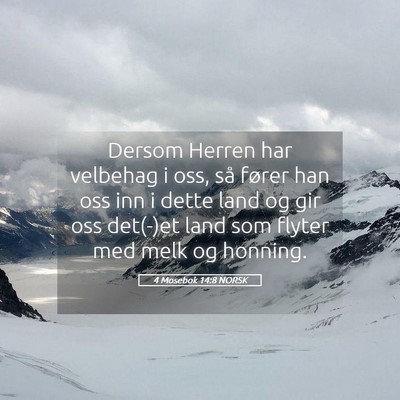 Picture 05 - 4 Mosebok 14:8 NORSK - Dersom Herren har velbehag i oss, så fører han - Bible Verse Picture