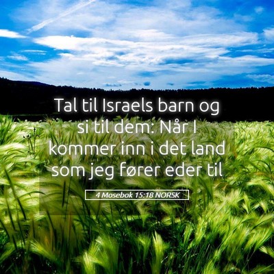 Picture 05 - 4 Mosebok 15:18 NORSK - Tal til Israels barn og si til dem: Når I kommer - Bible Verse Picture