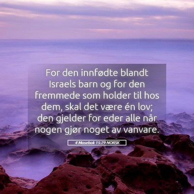 Picture 05 - 4 Mosebok 15:29 NORSK - For den innfødte blandt Israels barn og for den - Bible Verse Picture