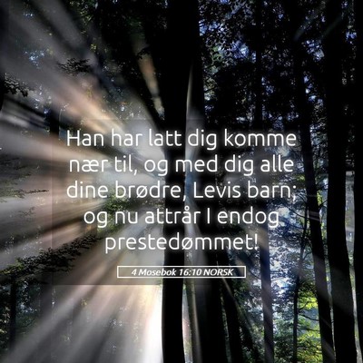 Picture 05 - 4 Mosebok 16:10 NORSK - Han har latt dig komme nær til, og med dig alle - Bible Verse Picture