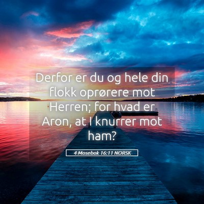 Picture 05 - 4 Mosebok 16:11 NORSK - Derfor er du og hele din flokk oprørere mot - Bible Verse Picture