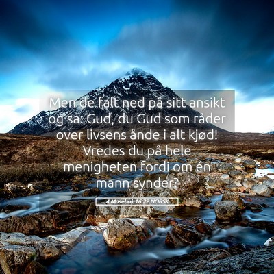 Picture 05 - 4 Mosebok 16:22 NORSK - Men de falt ned på sitt ansikt og sa: Gud, du - Bible Verse Picture