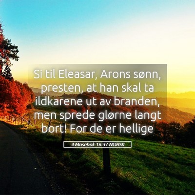 Picture 05 - 4 Mosebok 16:37 NORSK - Si til Eleasar, Arons sønn, presten, at han skal - Bible Verse Picture