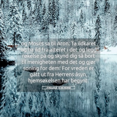Picture 05 - 4 Mosebok 16:46 NORSK - og Moses sa til Aron: Ta ildkaret og ha ild fra - Bible Verse Picture