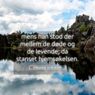 Picture 05 - 4 Mosebok 16:48 NORSK - mens han stod der mellem de døde og de levende; - Bible Verse Picture