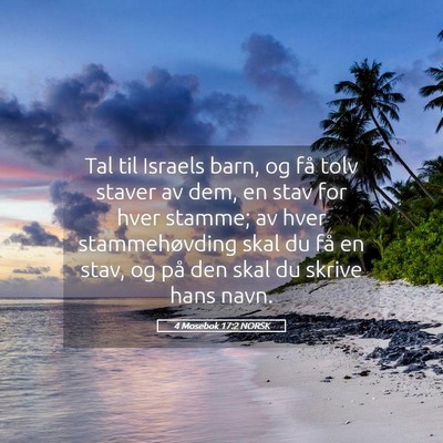 Picture 05 - 4 Mosebok 17:2 NORSK - Tal til Israels barn, og få tolv staver av dem, - Bible Verse Picture