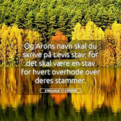 Picture 05 - 4 Mosebok 17:3 NORSK - Og Arons navn skal du skrive på Levis stav; for - Bible Verse Picture