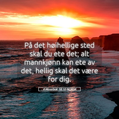 Picture 05 - 4 Mosebok 18:10 NORSK - På det høihellige sted skal du ete det; alt - Bible Verse Picture
