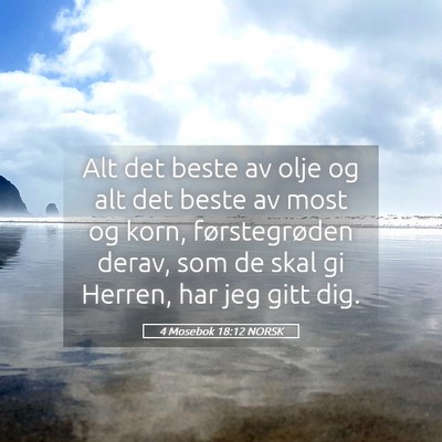 Picture 05 - 4 Mosebok 18:12 NORSK - Alt det beste av olje og alt det beste av most og - Bible Verse Picture